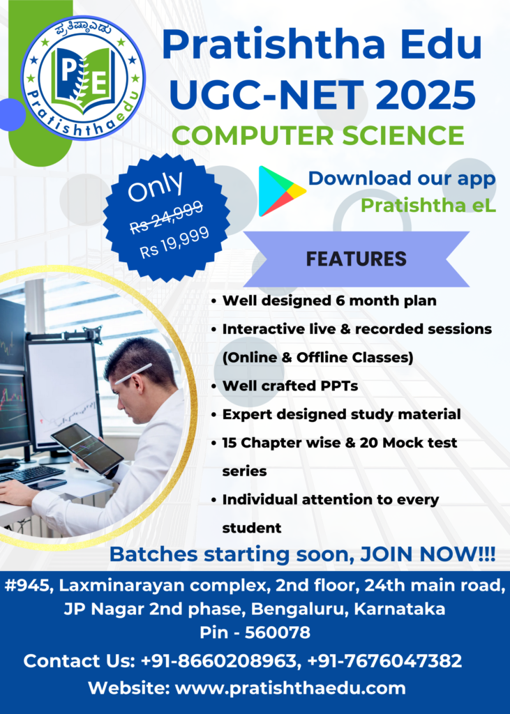 UGC NET 2025 Computer Science | Pratishtha Edu, Best Coaching in Bangalore