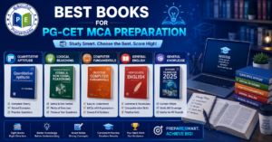 Best books for PG-CET MCA preparation including Mathematics, Logical Reasoning, English, Computer Awareness and General Knowledge for Karnataka PGCET MCA 2027.