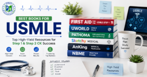 Best books for USMLE preparation including First Aid, UWorld, Pathoma, Sketchy Medical, AnKing Flashcards, and NBME Self-Assessments.