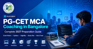 PG-CET MCA Coaching in Bangalore featured banner with complete 2027 preparation guide including exam pattern, syllabus, eligibility, study plan and mock tests.