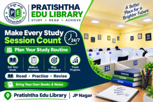 Study materials arranged on a desk in a quiet study space in Bangalore